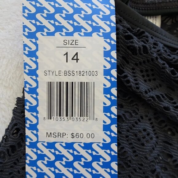 Sun & Sea One Piece Swim Suit Women's Size 14 Gray Lace - Picture 8 of 11